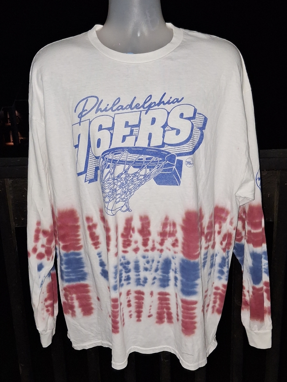 NWOT JUNKFOOD Philadelphia 76ers  Long Sleeve Tie Dye Shirt Size XL
